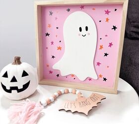 Cartel de Halloween Fantasma Rosa