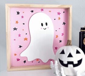 cartel de halloween fantasma rosa