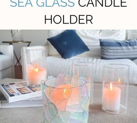 velas de cristal de mar, portavelas de vidrio marino sobre mesa