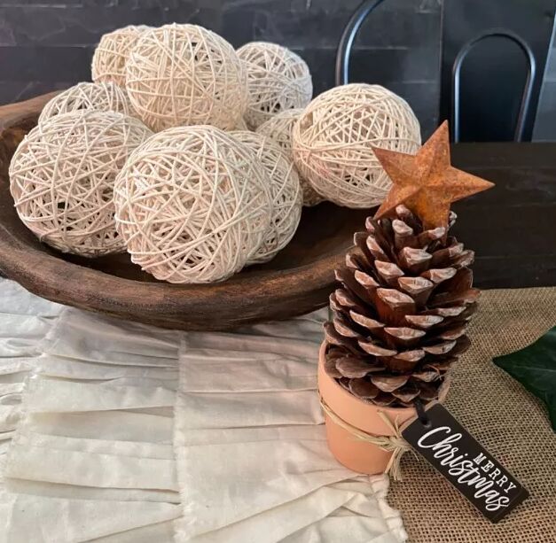 Mini pine cone Christmas tree in a pot