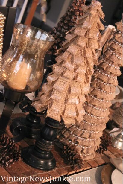 Burlap ribbon Christmas tree