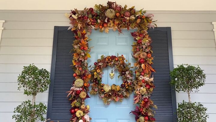 Fall door decoration with matching garlands swag and wreath