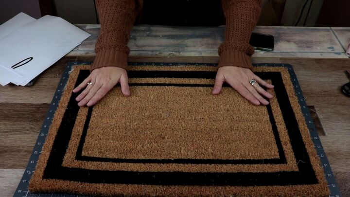 hey there pumpkin doormat, Coir doormat with double border