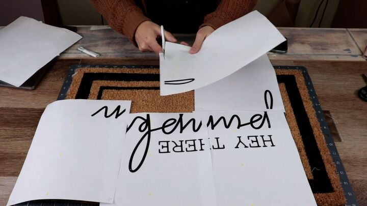 hey there pumpkin doormat, Cut the borders off the printed stencils