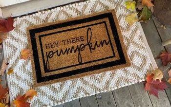 How To Create a "Hey There Pumpkin Doormat": Easy DIY Fall Porch Decor