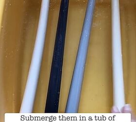 twist taper candles, Submerging the candles in hot water