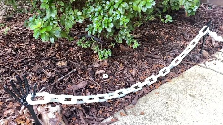 Glow-in-the-dark Halloween garden border