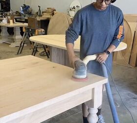 Sanding the table