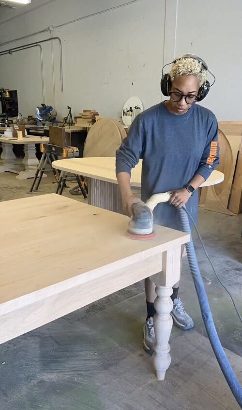 Sanding the table