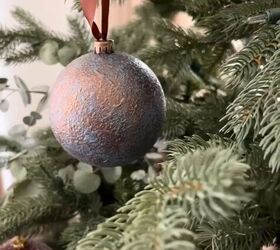 DIY vintage ornament hanging on a Christmas tree