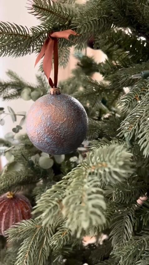 DIY vintage ornament hanging on a Christmas tree