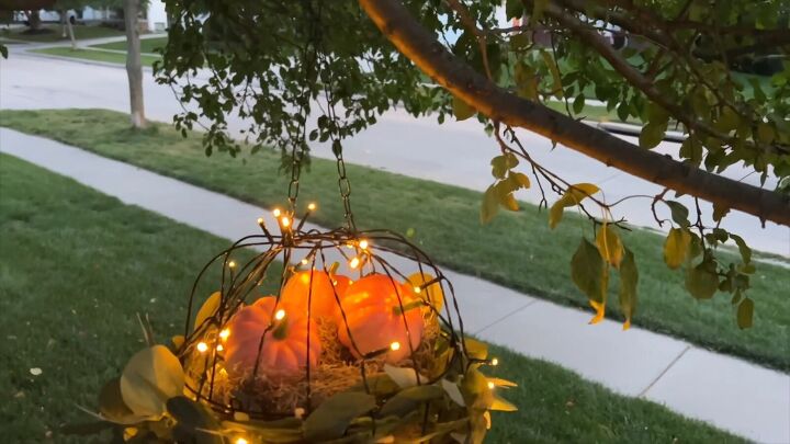 Glowing Pumpkin Hanging Basket