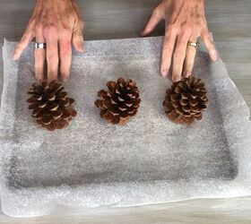 Place pine cones on lined baking sheet