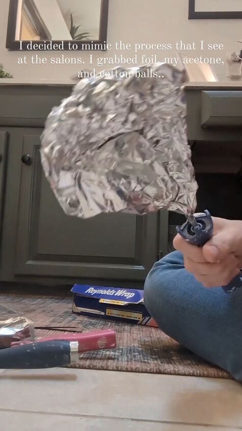 Wrapping the paint roller stick in foil