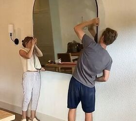 Hanging the DIY arch mirror