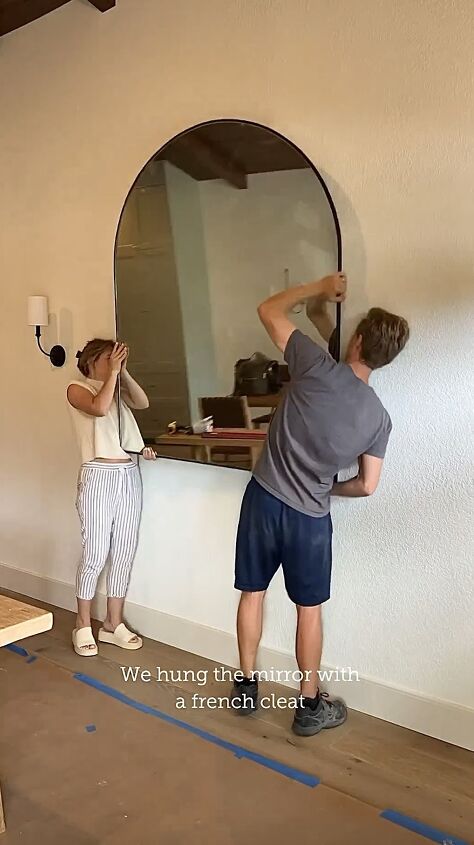 Hanging the DIY arch mirror