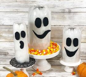 botella de refresco reciclada fantasmas de halloween diy