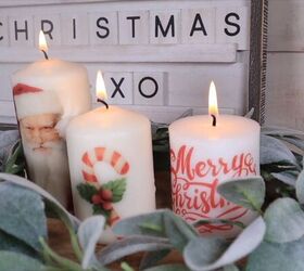 DIY Christmas candles with tissue paper transfers