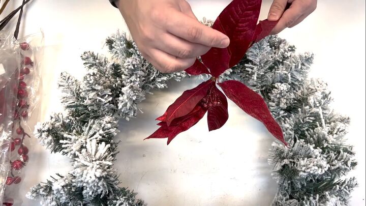 Fluffing out the poinsettia petals and leaves