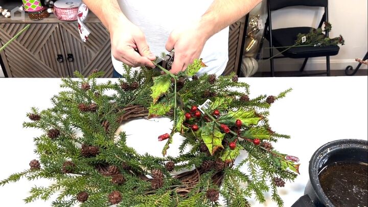 Cutting the holly stems