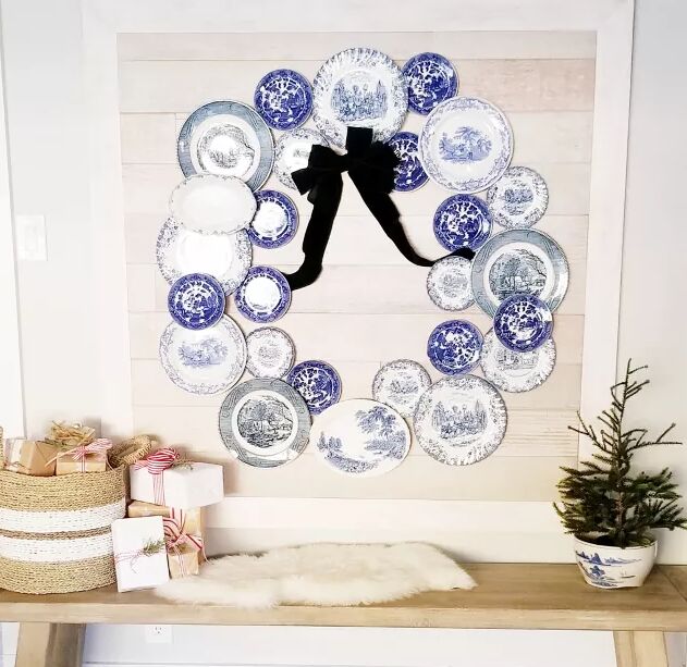 DIY plate wreath display