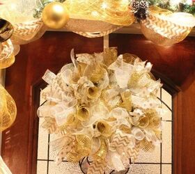 Gold and white deco mesh wreath