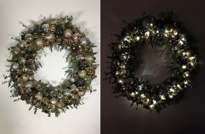 Light-up ornament wreath