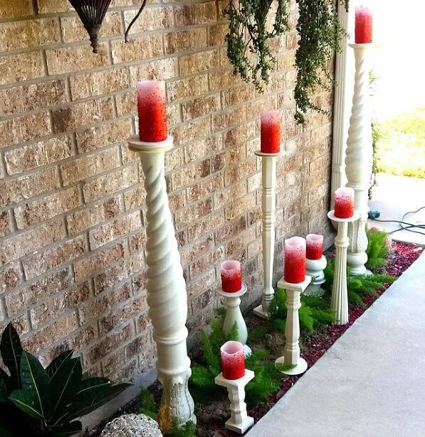 DIY bedpost candle holders