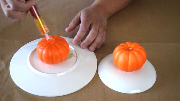 Adding epoxy to the top of a pumpkin