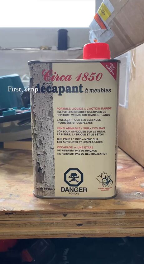 dining chair makeover, Stripping the older surface off the chairs
