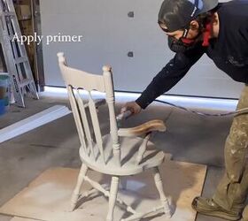 dining chair makeover, Applying primer to the chairs
