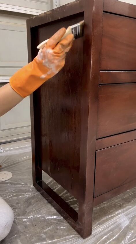 light finish dresser, Applying paint stripper