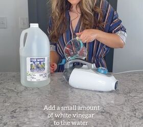 Adding white vinegar to a steamer