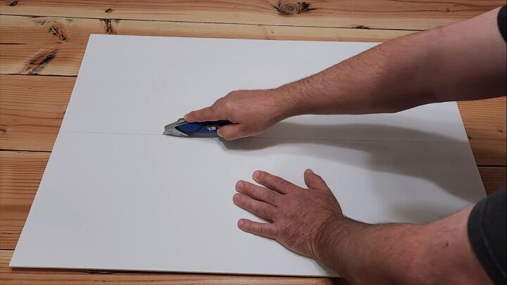 Cutting the foam board in half