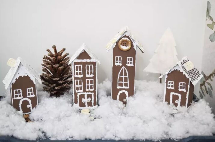 Milk carton gingerbread houses