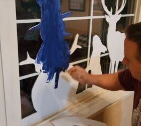Painting the back of the shapes a dark blue