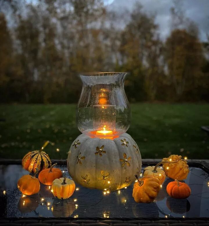Heirloom pumpkin hurricane luminaries
