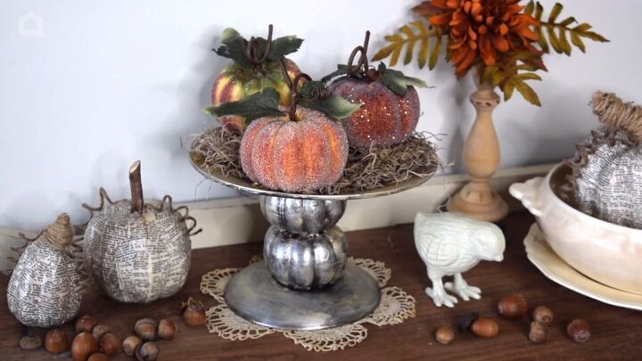 Pumpkin cake stand with bronze and gold finish