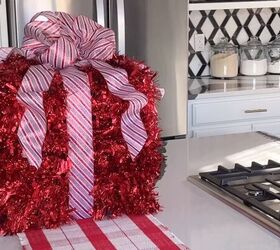 DIY garland-covered Christmas gift