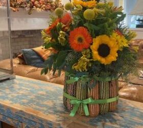 13 easy and impressive thanksgiving centerpieces, 1 Redefine Fall Decor with an Indian Corn Vase
