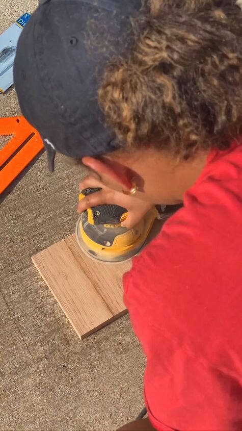 diy house number sign, Sanding the sign