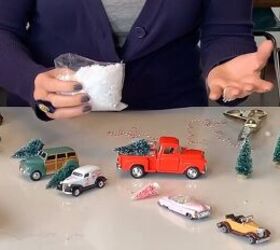 Adding snow and a Christmas tree to a toy truck