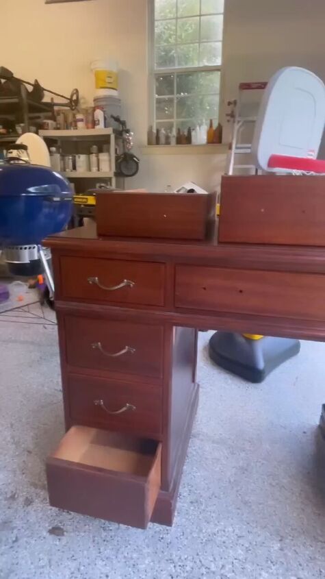 desk makeover, Stripping the finish from the desk