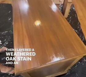 desk makeover, Applying weathered oak stain