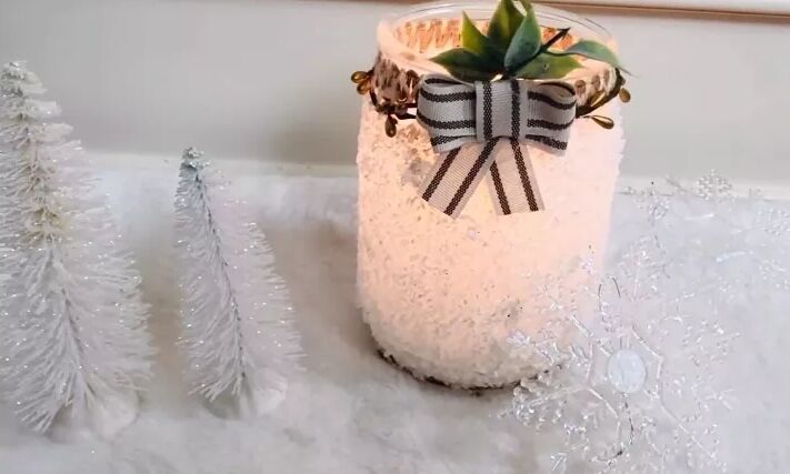 DIY snowy lantern in a jar