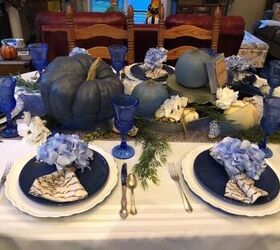 Blue and White Thanksgiving Table