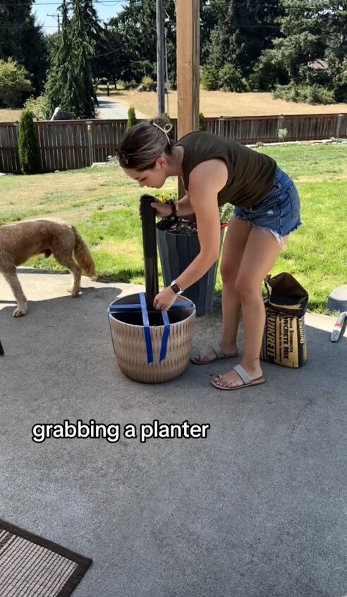 diy umbrella stand, Prepping the planter