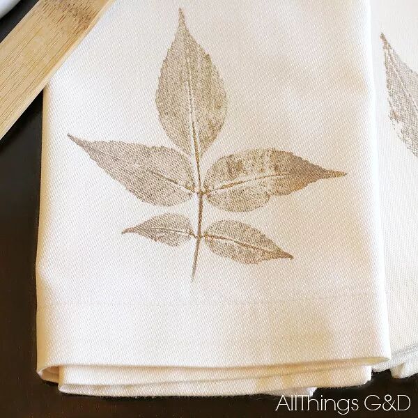 Leaf stamped napkins