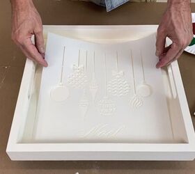 diy christmas tray, Placing the stencil on the tray