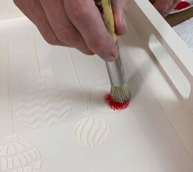 diy christmas tray, Applying paint to the stencil